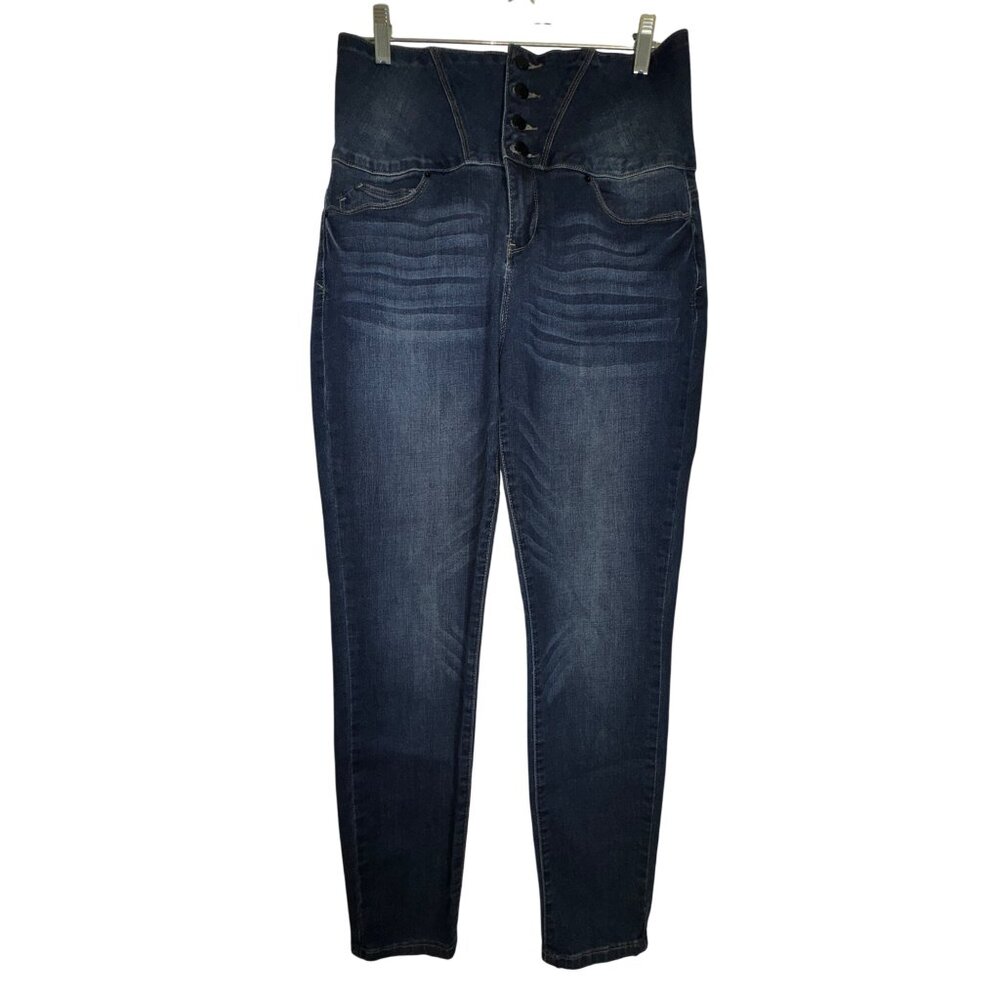 High-Waisted Fashion Nova‎ Stretch Skinny Jeans With Button Fly & Fading Size 13